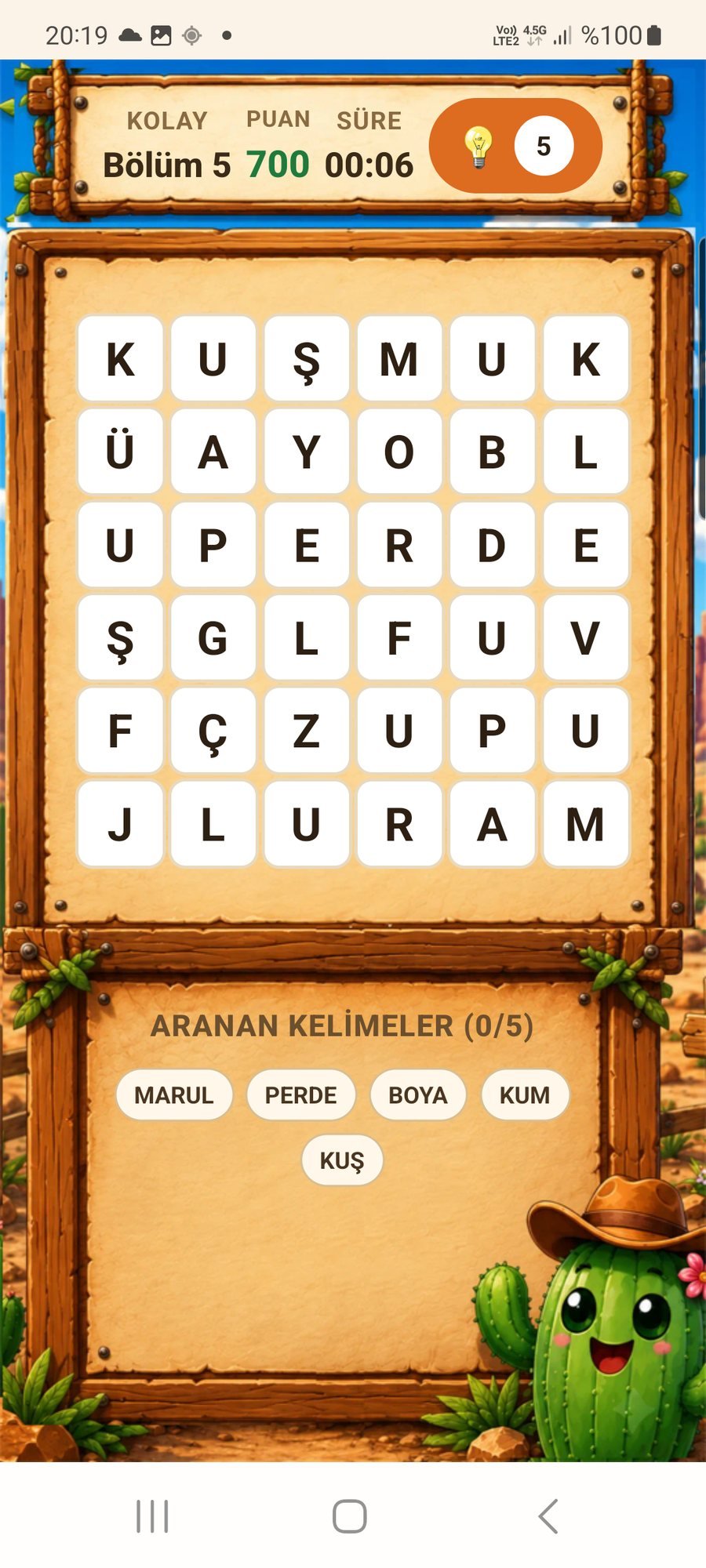 KAKTÜS oyun ekranı